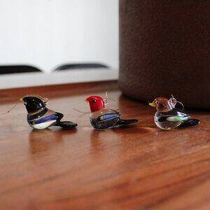 3 glass bird ornaments